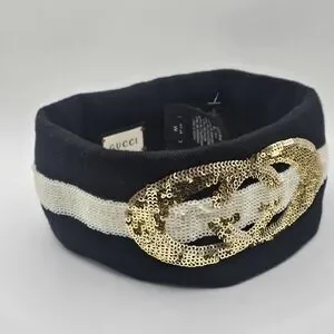 Gucci | Accessories | Gucci Wool Gg Logo Sequin Headband M  display picture 1